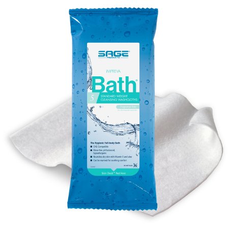 Sage Products Rinse-Free Bath Wipe Impreva Bath™ Soft Pack Aloe Unscented 5 Count - Case of 78 - 7987-CS