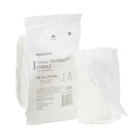 McKesson Fluff Bandage Roll McKesson 3-2/5 Inch X 3-3/5 Yard 1 per Pack Sterile 6-Ply Roll Shape - Case of 96 - 16-4263-CS