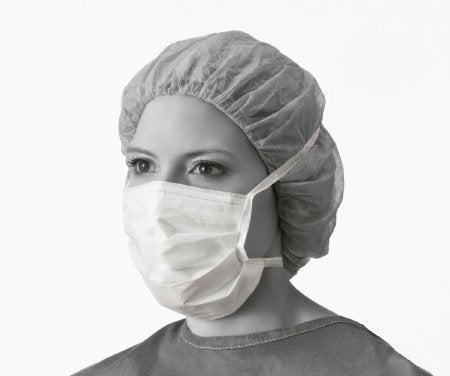 Medline Surgical Mask Pleated Tie Closure One Size Fits Most White NonSterile Not Rated Adult - Box of 50 - NON27385-BX