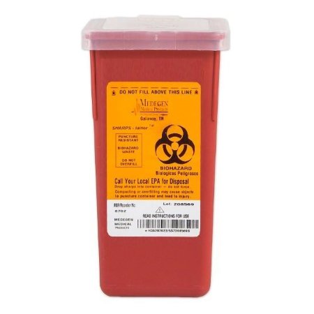 Medegen Medical Products LLC Sharps Container Sharps® Red Base 7 H X 3-1/2 W X 3-1/2 D Inch Vertical Entry 0.25 Gallon - Case of 72 - 8702-CS