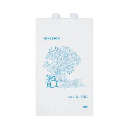 McKesson Bedside Bag McKesson 7 X 11.5 Inch White / Blue Floral Print Polyethylene - Case of 2000 - 16-9203-CS