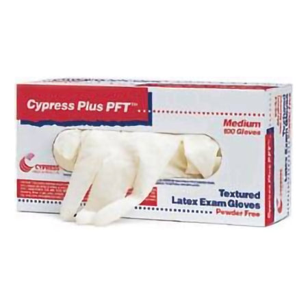 McKesson Medical Surgical Exam Glove Cypress Plus® PFT X-Small NonSterile Latex Standard Cuff Length Fully Textured Ivory Not Rated - Box of 1 - 23-90-BX
