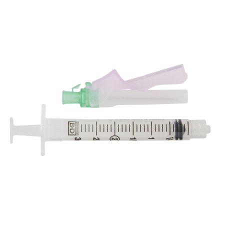 BD Safety Hypodermic Syringe with Needle Eclipse™ 3 mL 1-1/2 Inch 21 Gauge Hinged Safety Needle Regular Wall - Box of 50 - 305784-BX