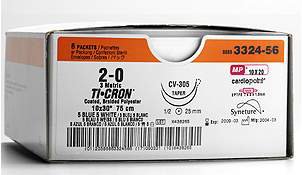 Covidien Nonabsorbable Suture without Needle TiCron™ Polyester Braided Size 0 - Box of 24 - 88863002-62-BX