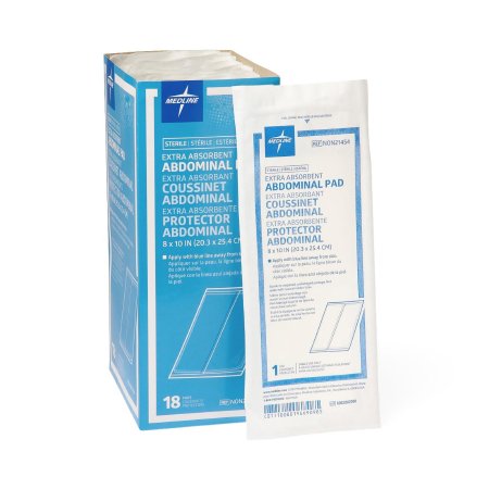 Medline Abdominal Pad 8 X 10 Inch 1 per Pack Sterile Rectangle - Each - NON21454-EA