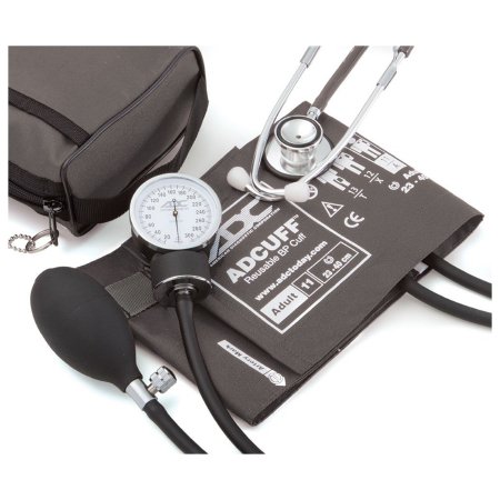 American Diagnostic Corp Reusable Aneroid / Stethoscope Set Pro's Combo II™ 23 to 33 cm Adult Cuff Dual Head General Exam Stethoscope Pocket Aneroid - Each - 768-670-11ABK-EA