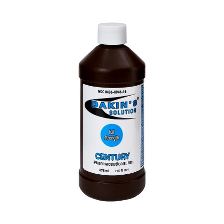 Century Pharmaceutical Wound Cleanser Dakin's® Solution Full Strength 16 oz. Twist Cap Bottle NonSterile Antimicrobial - Each - 00436094616-EA