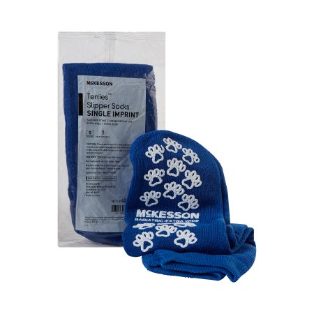 McKesson Slipper Socks McKesson Terries™ Bariatric / Extra Wide Royal Blue Above the Ankle - Case of 48 - 40-1099-CS