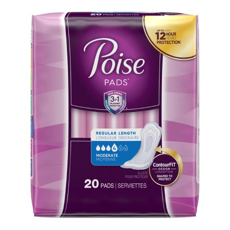 Kimberly Clark Bladder Control Pad Poise® 10.9 Inch Length Moderate Absorbency Sodium Polyacrylate Core Regular - Case of 120 - 19564-CS