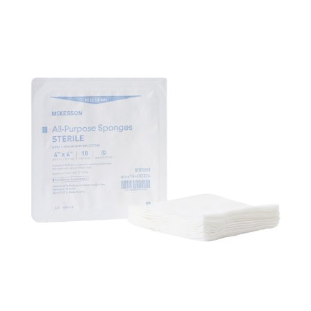 McKesson Nonwoven Sponge McKesson 4 X 4 Inch 10 per Tray Sterile 4-Ply Square - Case of 96 - 16-602326-CS