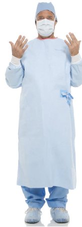 O&M Halyard Inc Non-Reinforced Surgical Gown with Towel MICROCOOL X-Large Blue Sterile AAMI Level 4 Disposable - Each - 95021-EA