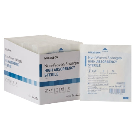 McKesson Nonwoven Sponge McKesson 2 X 2 Inch 2 per Pack Sterile 4-Ply Square - Pack of 1 - 16-42224-PK