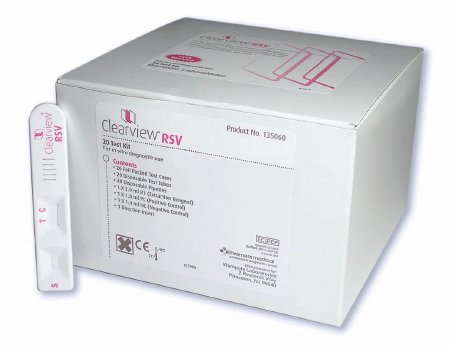 Abbott Rapid Dx North America LLC Respiratory Test Kit Clearview® Infectious Disease Immunoassay Respiratory Syncytial Virus Test (RSV) Nasopharyngeal Swab / Nasal Aspirate Sample 20 Tests CLIA Waived - KT/1 - 135060-KT