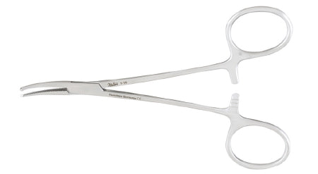 Integra Lifesciences Hemostatic Forceps Miltex® Halsted-Mosquito 5 Inch Length OR Grade German Stainless Steel NonSterile Ratchet Lock Finger Ring Handle Curved Serrated Tips with 1 X 2 Teeth - Each - 7-16-EA