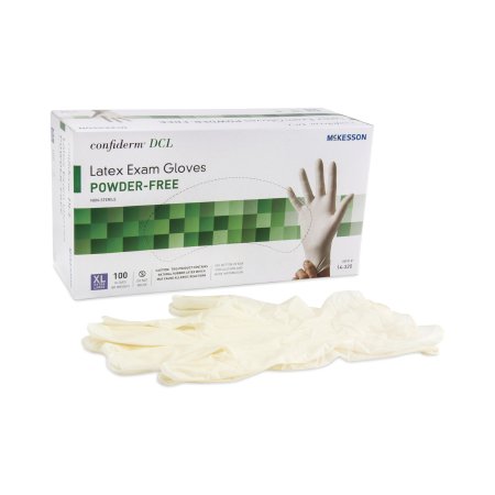 McKesson Exam Glove McKesson Confiderm® X-Large NonSterile Latex Standard Cuff Length Smooth Ivory Not Rated - Case of 1000 - 14-320-CS