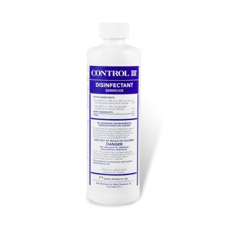 Maril Products Control III® Disinfectant Germicide Surface Disinfectant Cleaner Quaternary Based Manual Pour Liquid Concentrate 16 oz. Bottle Benzaldehyde Scent NonSterile - Case of 12 - C3/DISP/12-CS