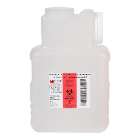 Post Medical Sharps Container Leaktight Translucent Base Horizontal / Vertical Entry 1.5 Gallon - Case of 22 - 2201-LPBW-CS