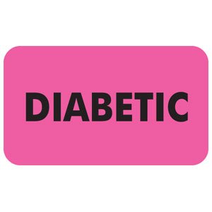 Tabbies Pre-Printed Label Advisory Label Pink Diabetic Black Safety and Instructional 7/8 X 1-1/2 Inch - Roll of 1 - MAP3530-RL