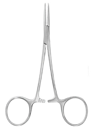 McKesson Hemostatic Forceps McKesson Argent™ Hartmann-Mosquito 3-1/2 Inch Length Surgical Grade Stainless Steel NonSterile Ratchet Lock Finger Ring Handle Curved - Each - 43-1-421-EA
