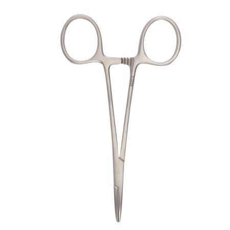 McKesson Hemostatic Forceps McKesson Argent™ Halsted-Mosquito 5 Inch Length Surgical Grade Stainless Steel NonSterile Ratchet Lock Finger Ring Handle Curved - Each - 43-1-431-EA