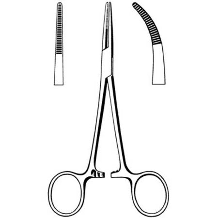 McKesson Hemostatic Forceps McKesson Argent™ Kelly 5-1/2 Inch Length Surgical Grade Stainless Steel NonSterile Ratchet Lock Finger Ring Handle Curved - Each - 43-1-442-EA