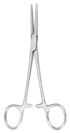 McKesson Hemostatic Forceps McKesson Argent™ Crile 5-1/2 Inch Length Surgical Grade Stainless Steel NonSterile Ratchet Lock Finger Ring Handle Straight - Each - 43-1-447-EA