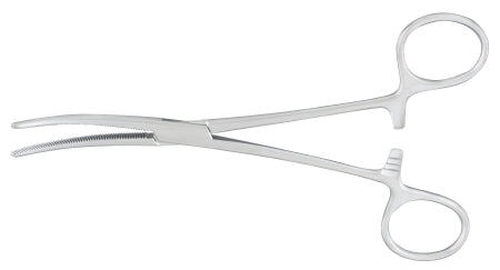 McKesson Hemostatic Forceps McKesson Argent™ Rochester-Pean 6-1/4 Inch Length Surgical Grade Stainless Steel NonSterile Ratchet Lock Finger Ring Handle Curved - Each - 43-1-477-EA