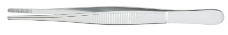 McKesson Dressing Forceps McKesson Argent™ Bonney 5 Inch Length Surgical Grade Stainless Steel NonSterile NonLocking Thumb Handle Straight Serrated Tips - Each - 43-1-710-EA