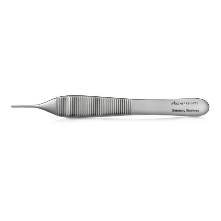 McKesson Dressing Forceps McKesson Argent™ Adson 4-3/4 Inch Length Surgical Grade Stainless Steel NonSterile NonLocking Thumb Handle Straight Serrated Tips - Each - 43-1-771-EA
