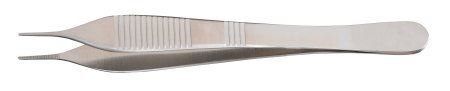 McKesson Dressing Forceps McKesson Argent™ Adson 4-3/4 Inch Length Surgical Grade Stainless Steel NonSterile NonLocking Thumb Handle Straight Delicate, Serrated Tips - Each - 43-1-772-EA
