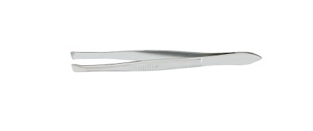 McKesson Cilia Forceps McKesson Bergh 3-1/2 Inch Length Office Grade Stainless Steel NonSterile NonLocking Thumb Handle 5 mm Wide Serrated Tips - Each - 43-2-155-EA