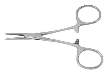 McKesson Hemostatic Forceps McKesson Halsted-Mosquito 5 Inch Length Office Grade Stainless Steel NonSterile Ratchet Lock Finger Ring Handle Curved - Each - 43-2-431-EA