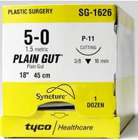 Covidien Absorbable Suture with Needle Premium Plain Gut P-12 3/8 Circle Precision Reverse Cutting Needle Size 4 - 0 - Box of 1 - SG-5627-BX