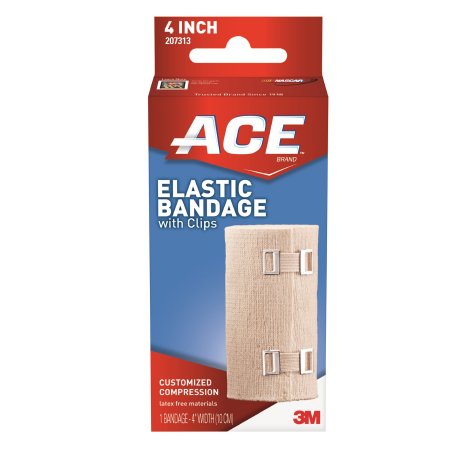 3M Elastic Bandage 3M™ ACE™ 4 Inch Width Clip Detached Closure Tan NonSterile Standard Compression - Each - 207313-EA