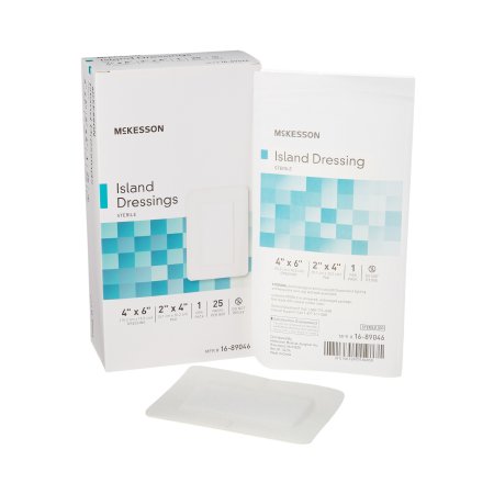McKesson Adhesive Dressing McKesson 4 X 6 Inch Polypropylene / Rayon Rectangle White Sterile - Box of 25 - 16-89046-BX