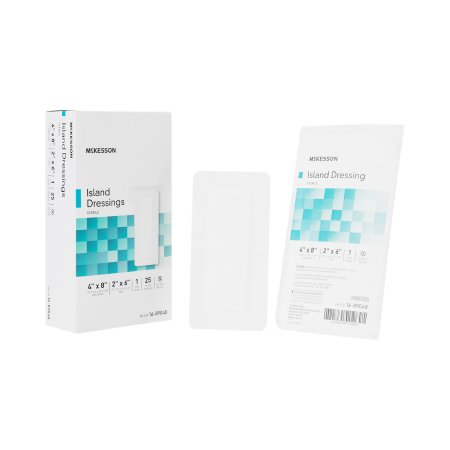 McKesson Adhesive Dressing McKesson 4 X 8 Inch Polypropylene / Rayon Rectangle White Sterile - Box of 25 - 16-89048-BX