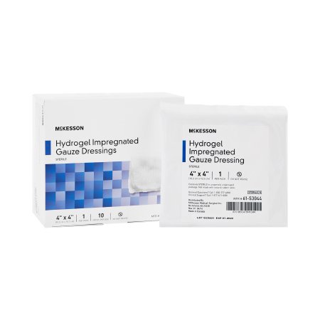 McKesson Hydrogel Wound Dressing McKesson Impregnated 4 X 4 Inch Square Sterile - Case of 40 - 61-53044-CS