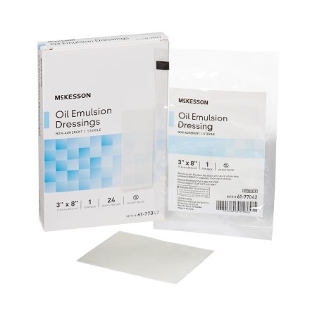 McKesson Oil Emulsion Impregnated Dressing McKesson Rectangle 3 X 8 Inch Sterile - Each - 61-77042-EA