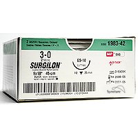 Covidien Nonabsorbable Suture with Needle Surgilon™ Nylon P-12 3/8 Circle Precision Reverse Cutting Needle Size 4 - 0 Braided - Box of 1 - SBS-1884G-BX