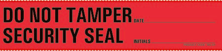 Precision Dynamics Pre-Printed Label Barkley® Auxiliary Label Red Plastic Do Not Tamper Security Seal, Date, Initials Black Safety and Instructional 1-1/2 X 6-1/2 Inch - Roll of 1 - TRL-61-RL