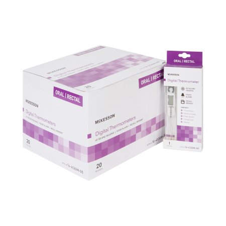 McKesson Digital Stick Thermometer McKesson Oral / Rectal / Axillary Probe Handheld - Box of 20 - 16-412GM-00-BX