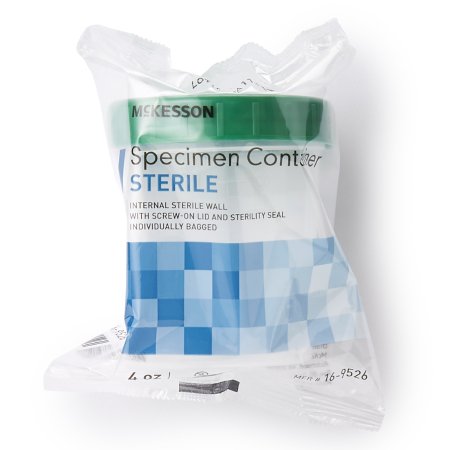 McKesson Specimen Container McKesson 120 mL (4 oz.) Screw Cap Sterile - Case of 100 - 16-9526-CS
