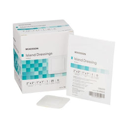 McKesson Adhesive Dressing McKesson 2 X 2 Inch Polypropylene / Rayon Square White Sterile - Box of 25 - 16-89022-BX