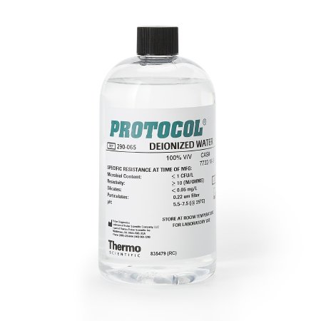 Fisher Scientific Chemistry Reagent Thermo Scientific™ Deionized Water Reagent Grade / Type I pH 7.0 16 oz. - Case of 12 - 23290065-CS