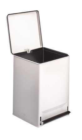 The Brewer Company Trash Can Brewer 32 Quart Square White Steel Step On - Each - 35266-EA