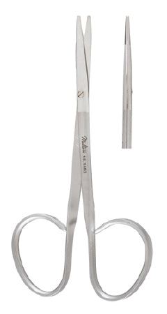 Integra Lifesciences Strabismus Scissors Miltex® 4-1/4 Inch Length OR Grade German Stainless Steel NonSterile Ribbon Style Finger Ring Handle Curved Blade Blunt Tip / Blunt Tip - Each - 18-1453-EA