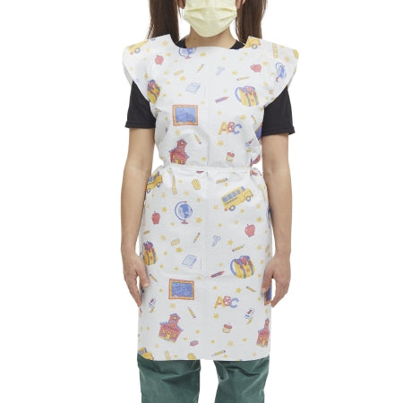 Tidi Products Patient Exam Gown McKesson Medium Kid Design (Schooltime Print) Disposable - Case of 50 - 981836-CS