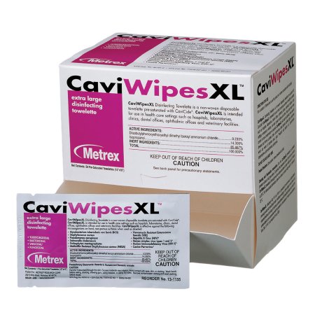 Metrex Research CaviWipes™ Surface Disinfectant Premoistened Alcohol Based Manual Pull Wipe 50 Count Individual Packet Alcohol Scent NonSterile - Case of 300 - 13-1155-CS