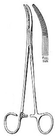 Integra Lifesciences Hemostatic Forceps Miltex® Schnidt 7-1/2 Inch Length OR Grade German Stainless Steel NonSterile Ratchet Lock Finger Ring Handle Curved Serrated Tip - Each - 22-660-EA