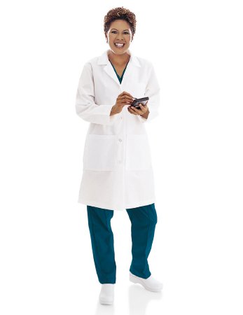 Landau Uniforms Lab Coat White Size 8 Mid Length Reusable - Each - 3155WWY8-EA